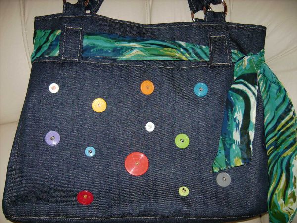 Bolsa jeans com botões